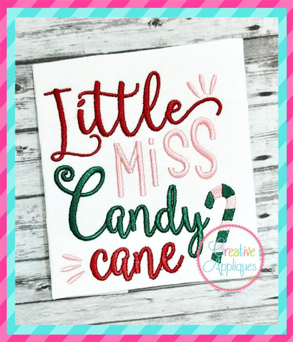 Little Miss Candy Cane Embroidery - Image 4