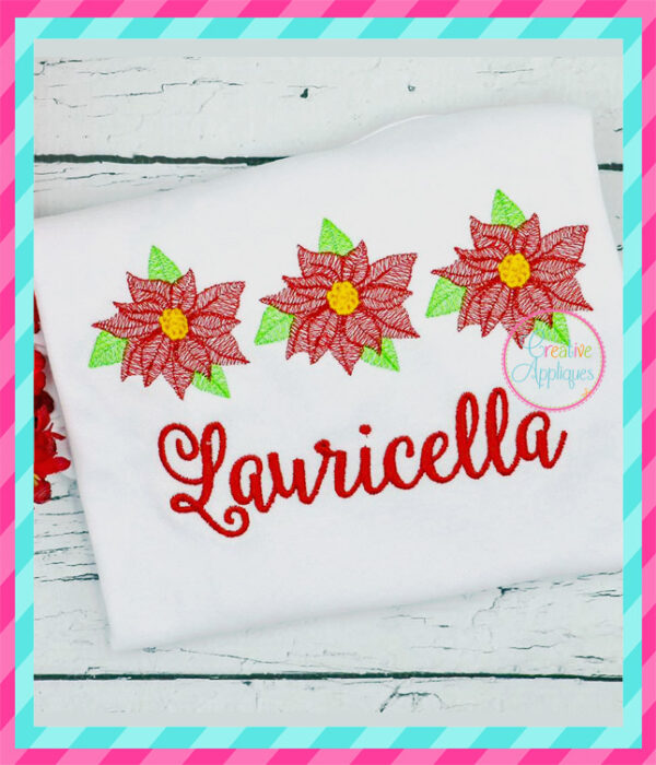 Poinsettia Trio Sketch Embroidery