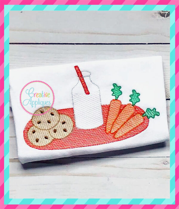 Sketch Cookies Milk Carrots Embroidery