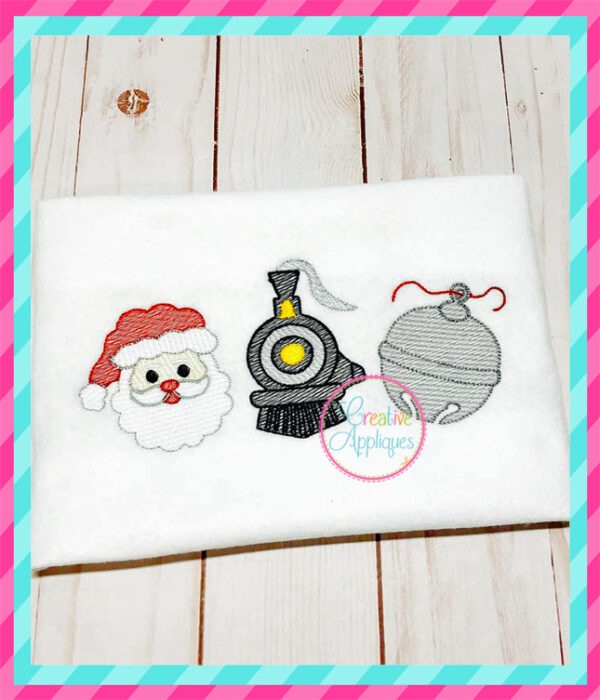 Sketch Santa Train Bell Embroidery - Image 2