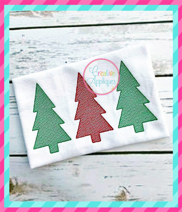 Sketch Christmas Tree Trio Embroidery - Image 3