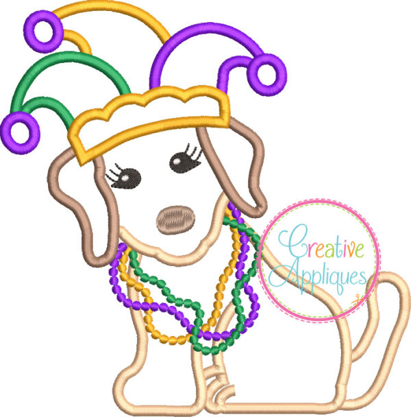 Girl Mardi Gras Dog Applique - Image 3