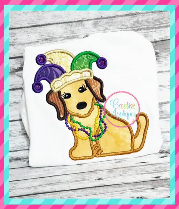 Girl Mardi Gras Dog Applique - Image 4