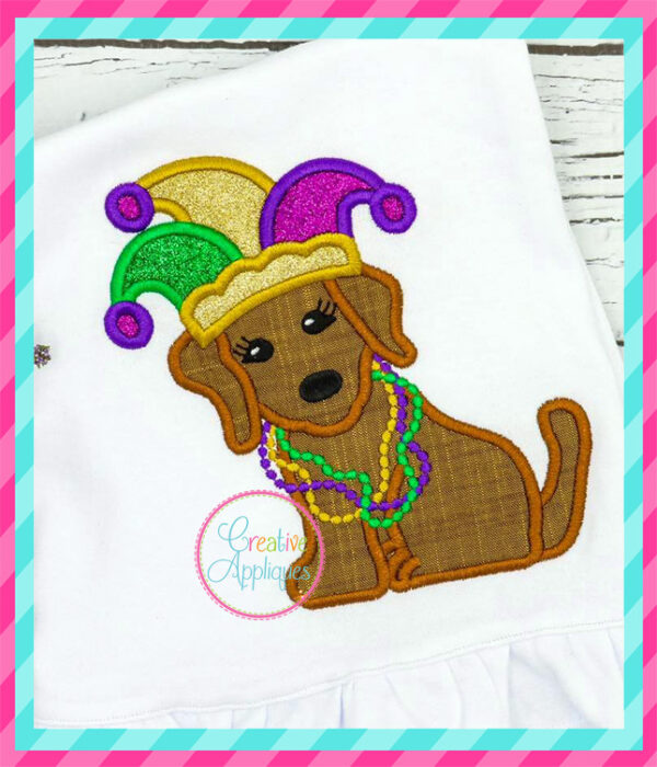 Girl Mardi Gras Dog Applique