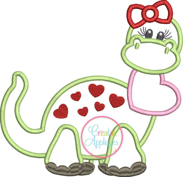 Valentine Girl Dinosaur Applique - Image 2