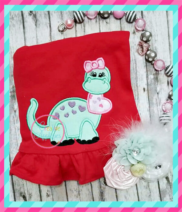 Valentine Girl Dinosaur Applique - Image 7