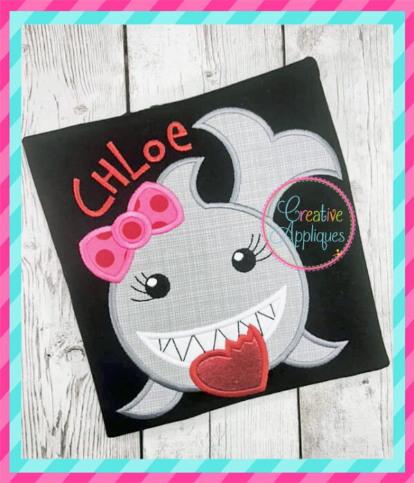 Valentine Girl Shark Applique