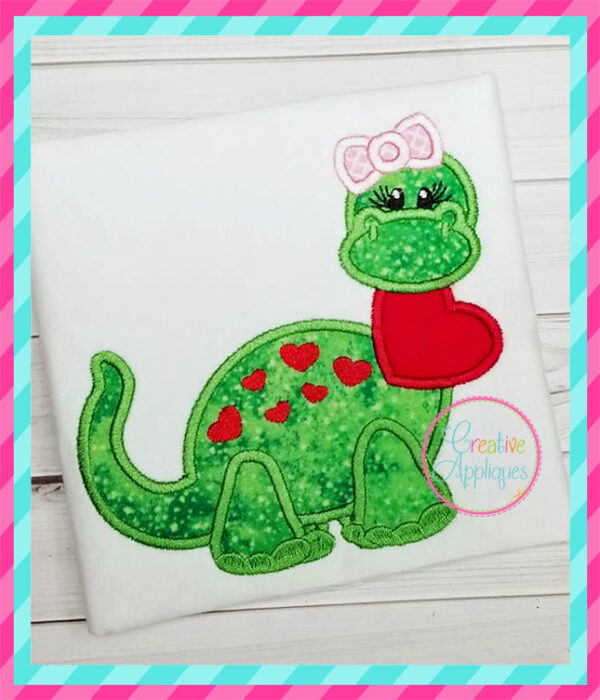 Valentine Girl Dinosaur Applique - Image 6