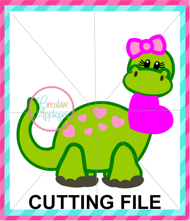 Download Valentine Girl Dinosaur Cutting File Creative Appliques
