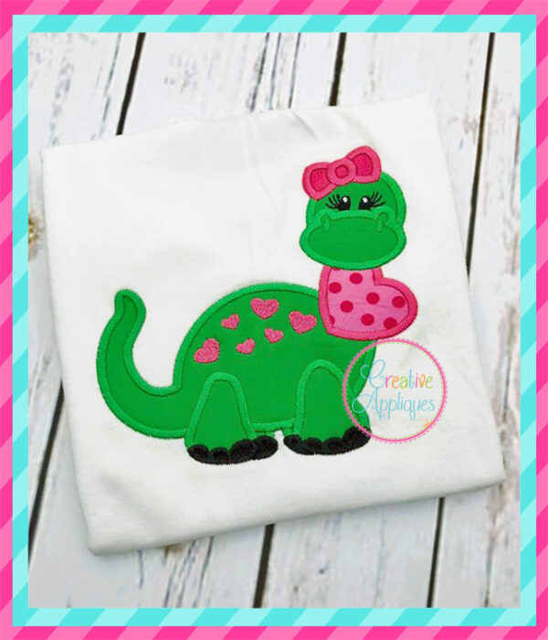 Valentine Girl Dinosaur Applique - Image 5