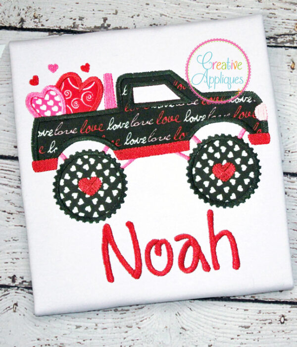 Valentine Monster Truck Applique