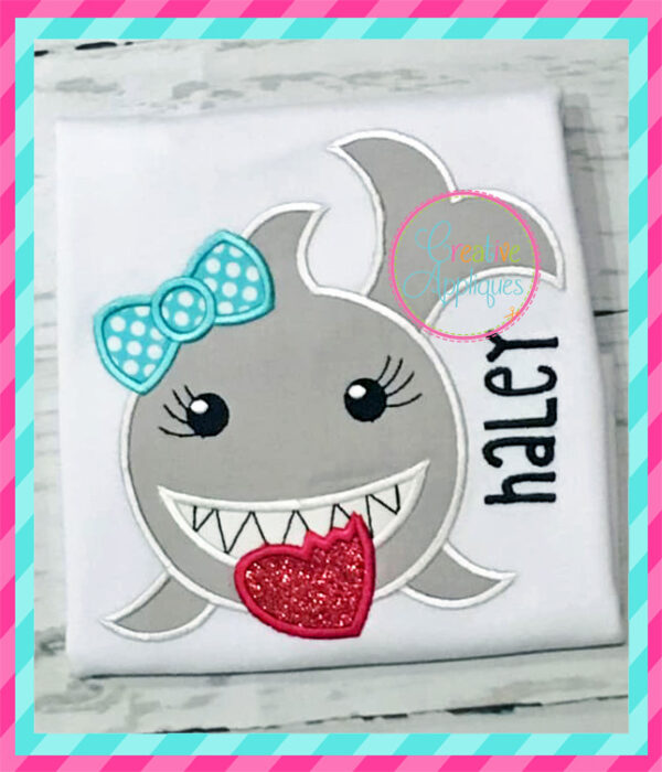 Valentine Girl Shark Applique - Image 5