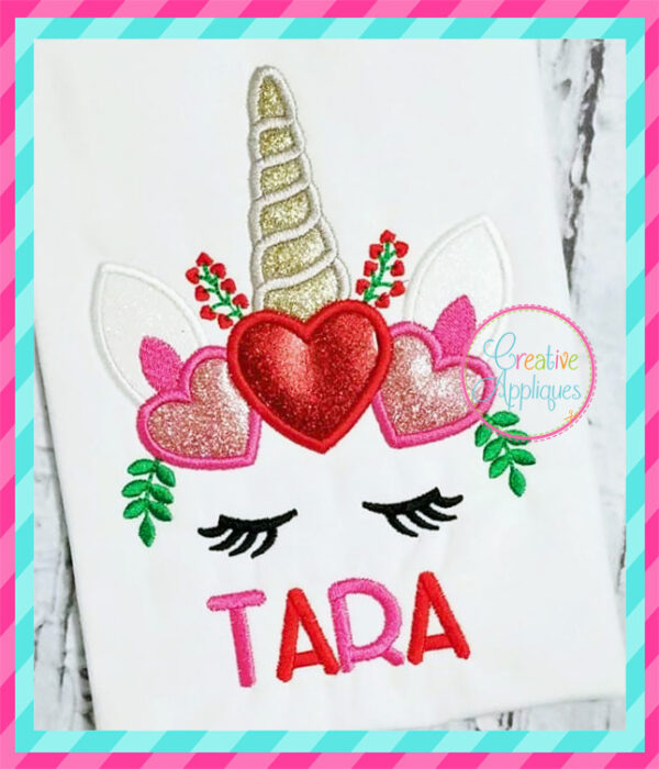 Valentine Unicorn Applique