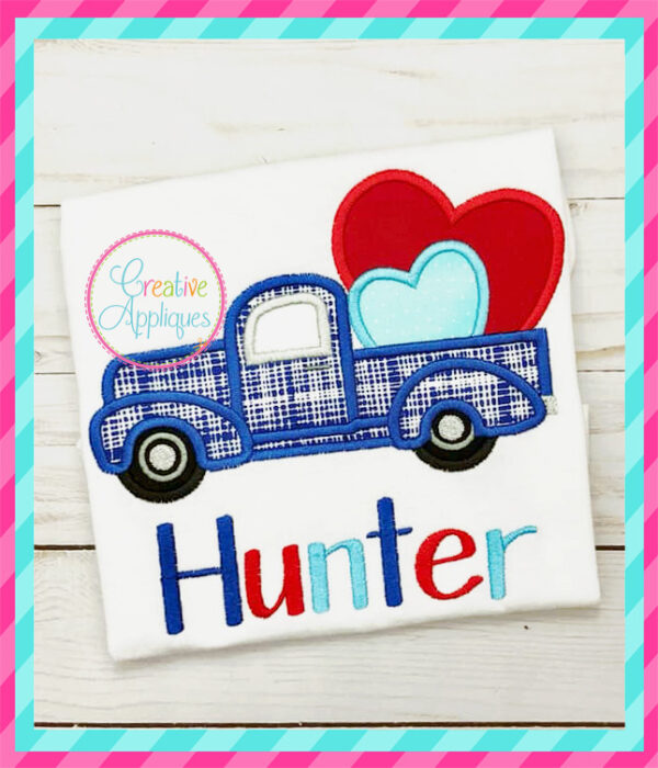 Antique Truck Hearts Applique - Image 3