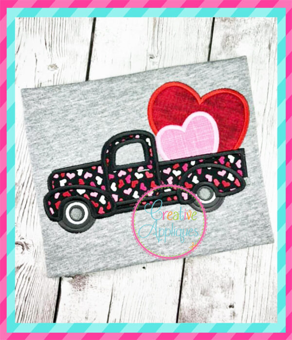 Antique Truck Hearts Applique - Image 4