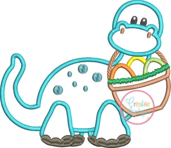 Dinosaur Easter Eggs Basket Applique - Image 2