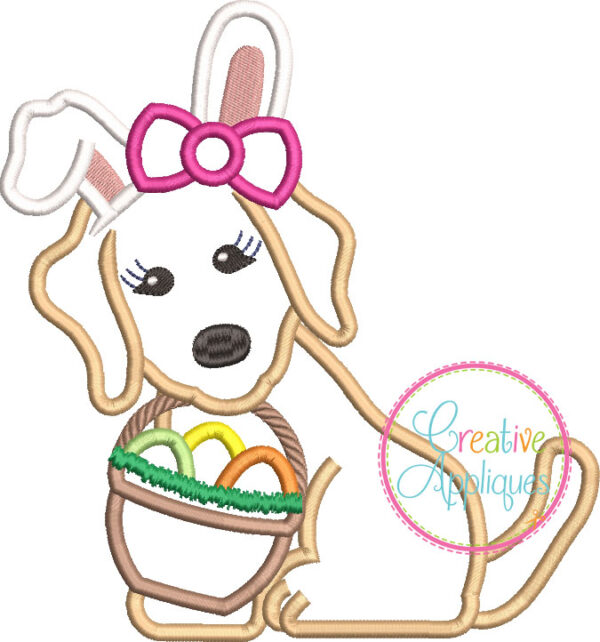 Girl Easter Dog Applique - Image 2