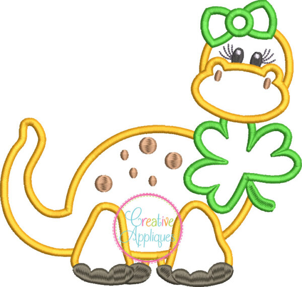 Girl Dinosaur Shamrock Applique - Image 2