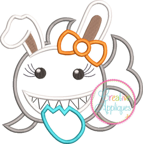 Easter Girl Shark Applique - Image 2