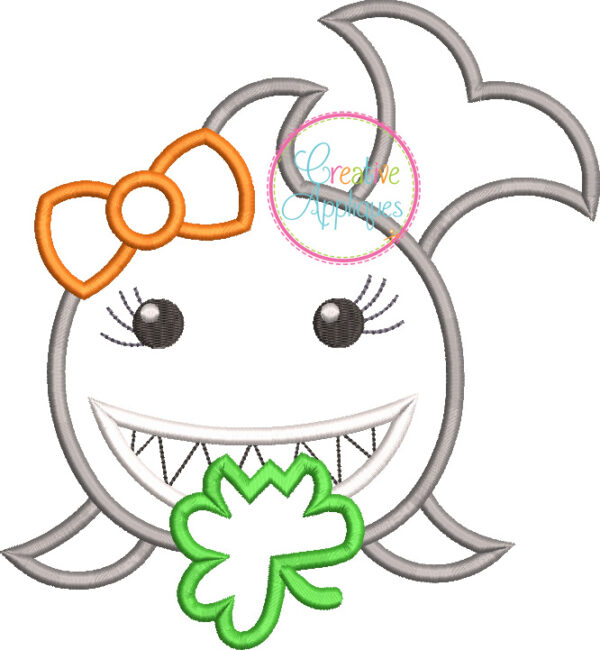 Girl Shark Shamrock Applique - Image 2