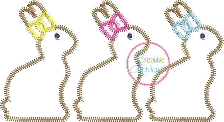 Zigzag Stitch Girl Rabbit Trio Applique - Creative Appliques