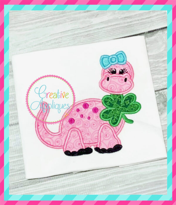 Girl Dinosaur Shamrock Applique - Image 5