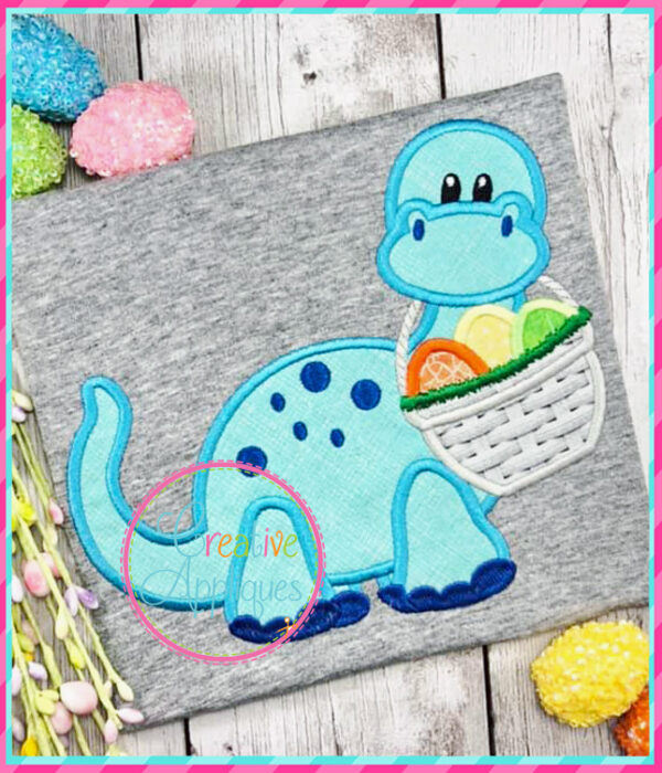 Dinosaur Easter Eggs Basket Applique