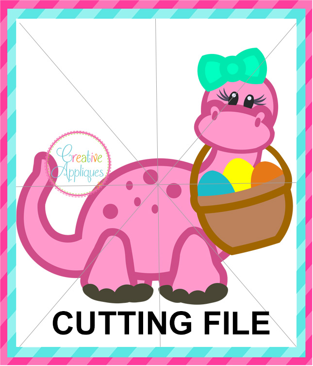 Download Girl Dinosaur Easter Basket Cutting File Creative Appliques