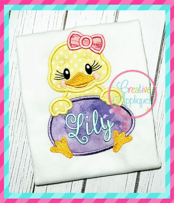 Girl Chick Egg Applique - Image 4