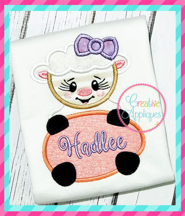 Girl Lamb Egg Applique - Image 3