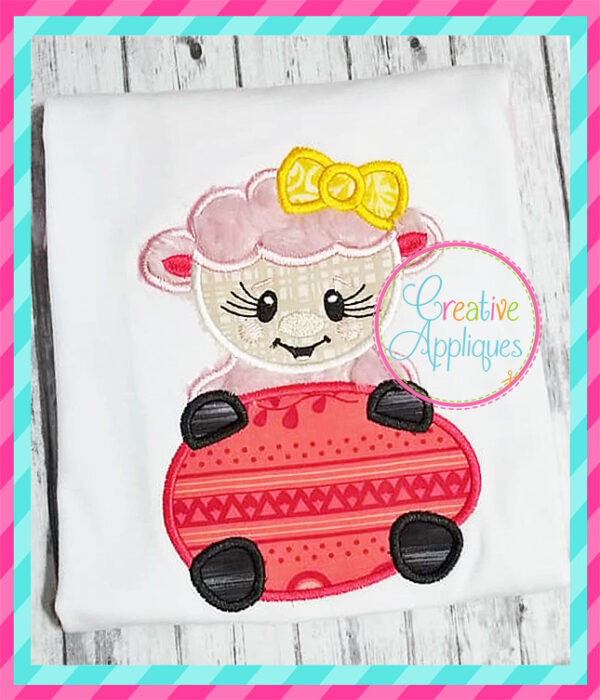 Girl Lamb Egg Applique - Image 4