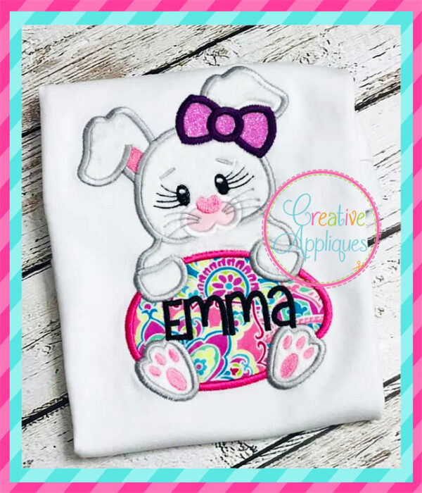 Girl Rabbit Egg Applique - Image 3