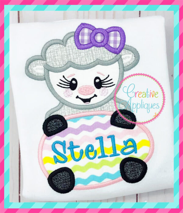 Girl Lamb Egg Applique - Image 6