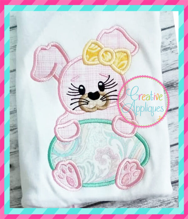 Girl Rabbit Egg Applique - Image 4