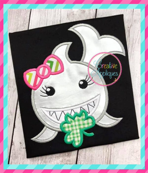 Girl Shark Shamrock Applique - Image 3