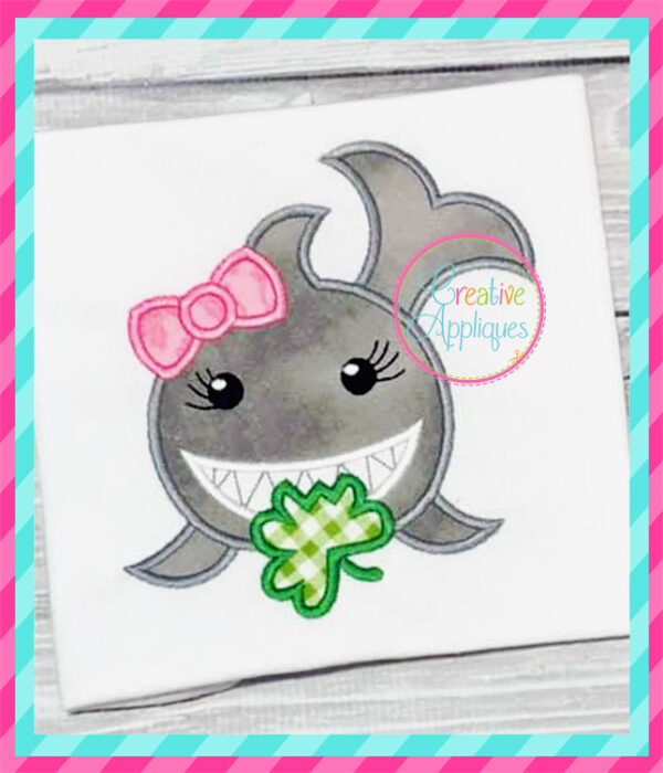 Girl Shark Shamrock Applique - Image 5