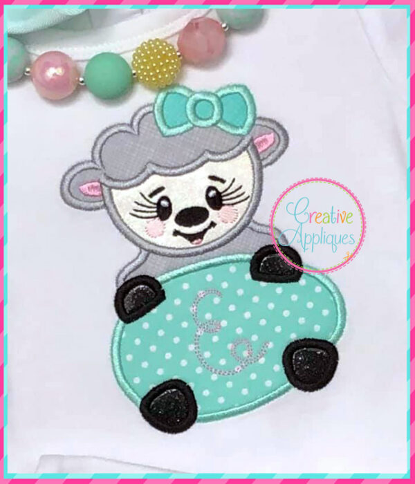 Girl Lamb Egg Applique