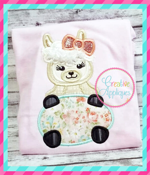 Girl Llama Egg Applique