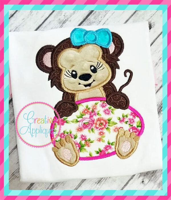 Girl Monkey Egg Applique - Image 3