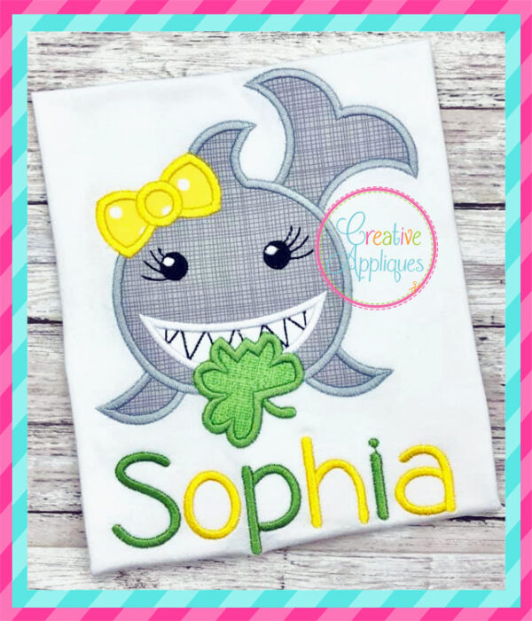 Girl Shark Shamrock Applique - Image 4