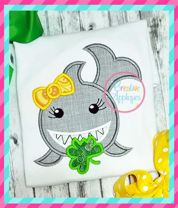 Girl Shark Shamrock Applique