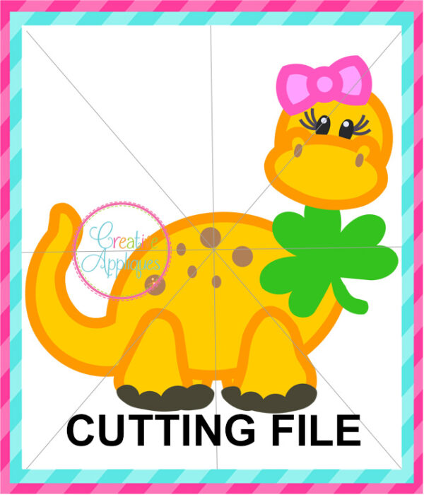 Girl Dinosaur Shamrock Cutting File