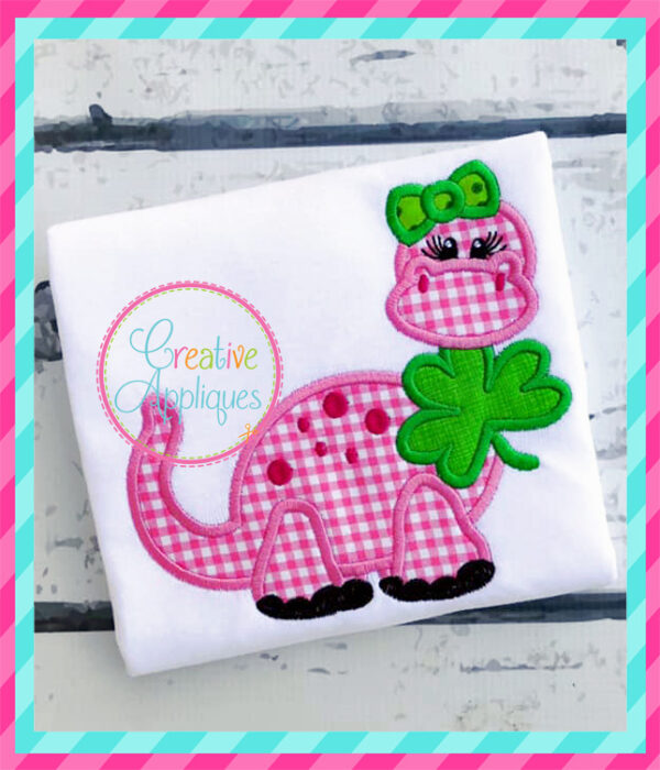 Girl Dinosaur Shamrock Applique - Image 4