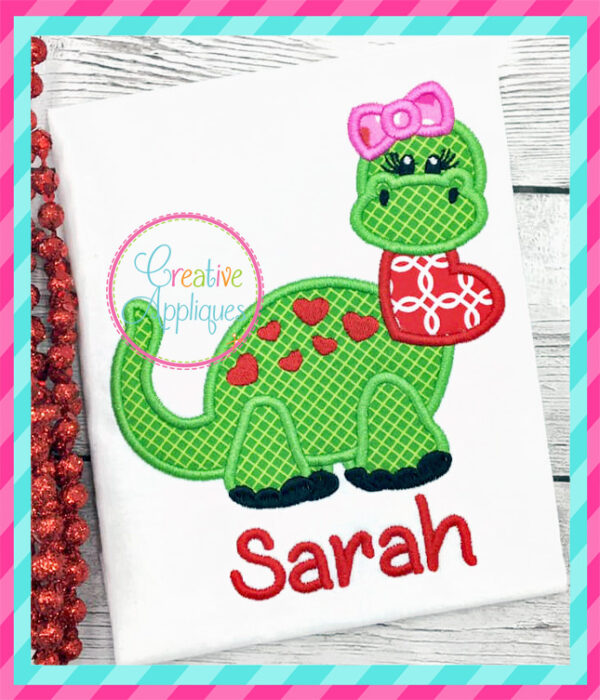 Valentine Girl Dinosaur Applique - Image 8