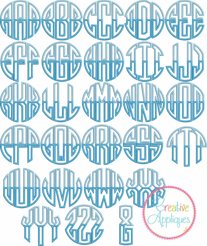 Split 3 Letter Circle Applique Alphabet - Creative Appliques