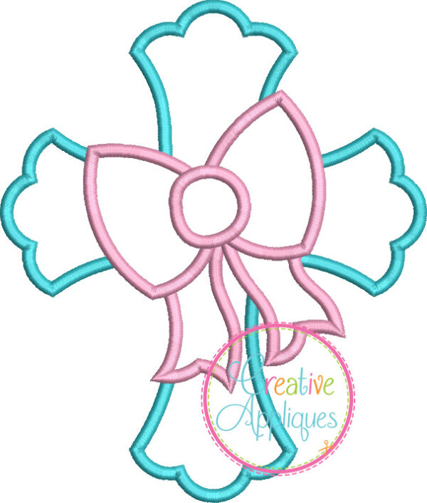 Cross with Bow Applique - Image 2