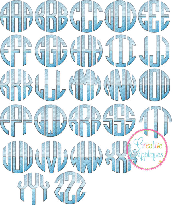 3 Letter Circle Split Sketch Stitch Font-SMALL - Image 3