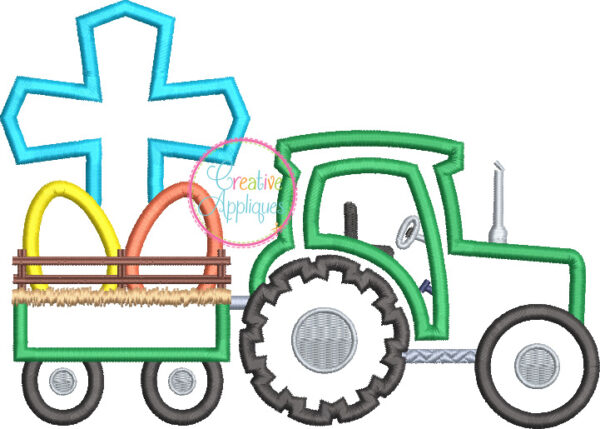 Tractor Cross Eggs Applique - Image 4