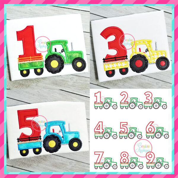 Birthday Tractor Applique Set