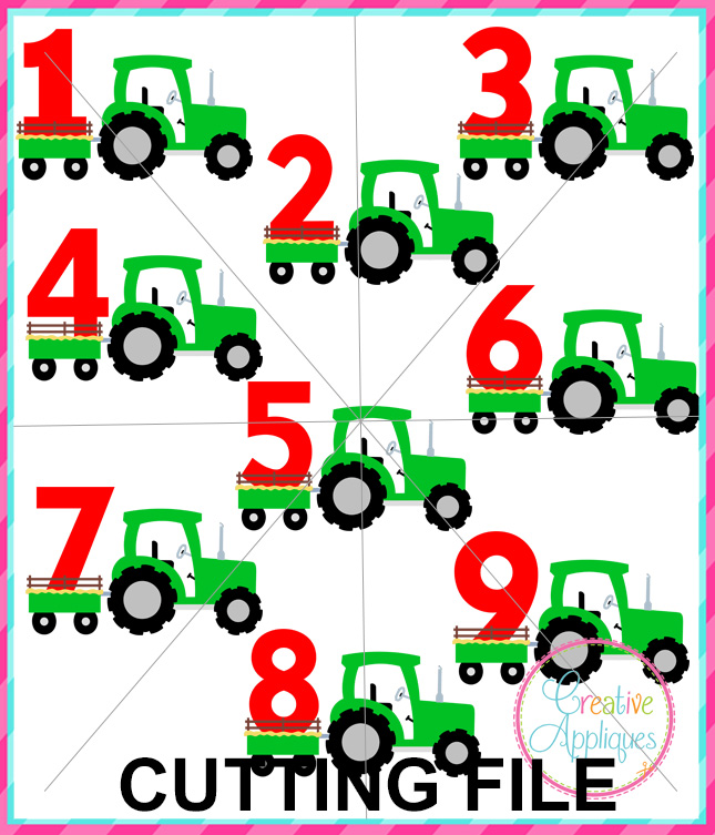 Download Birthday Tractor Set Cutting File Creative Appliques